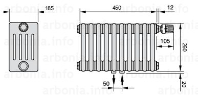 Схема (чертеж) Радиатор Arbonia 5026/10 №96 твв